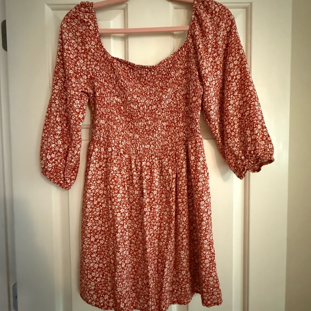 AUW Red and White Patterned Dress